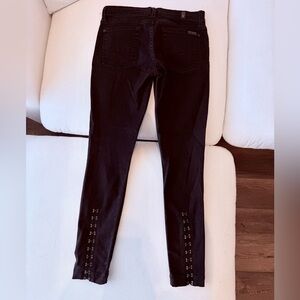 Seven For All Mankind Black Denim Jeans With Hook and Eye Closure detailing